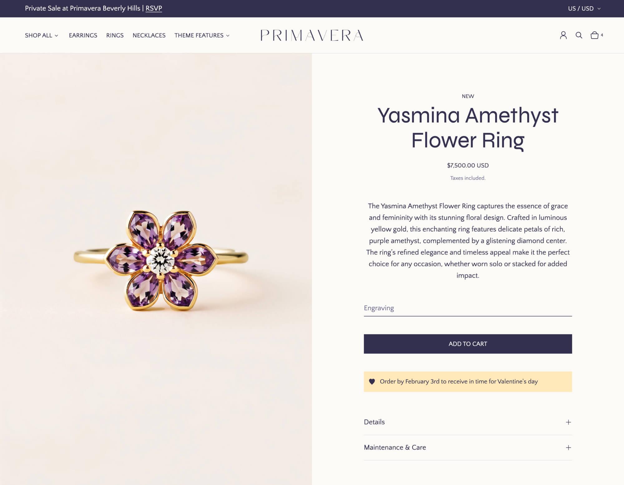 Primavera preset with its clean, minimal product form.