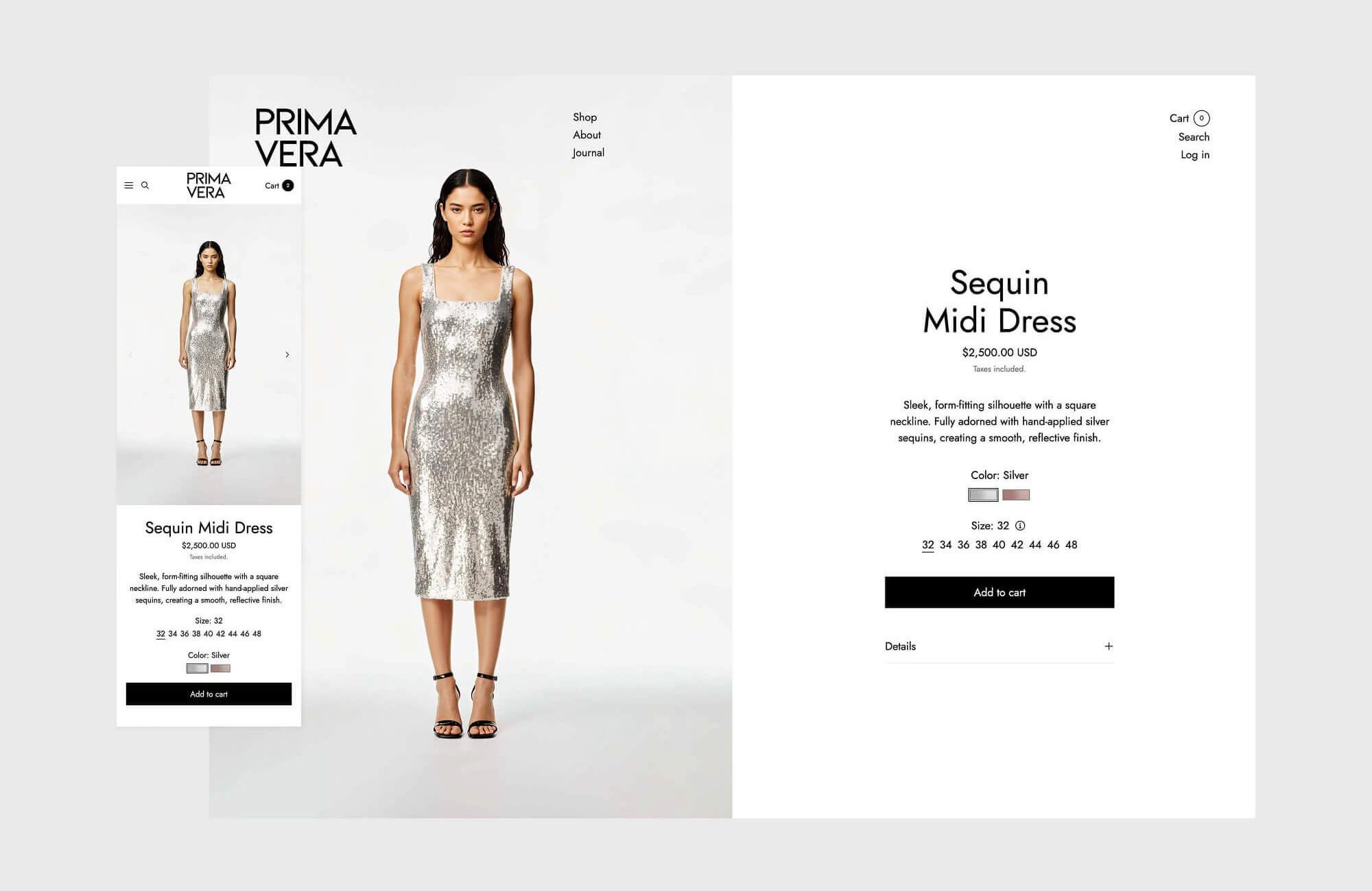 The Primavera Distinction preset, mobile and desktop comparison.