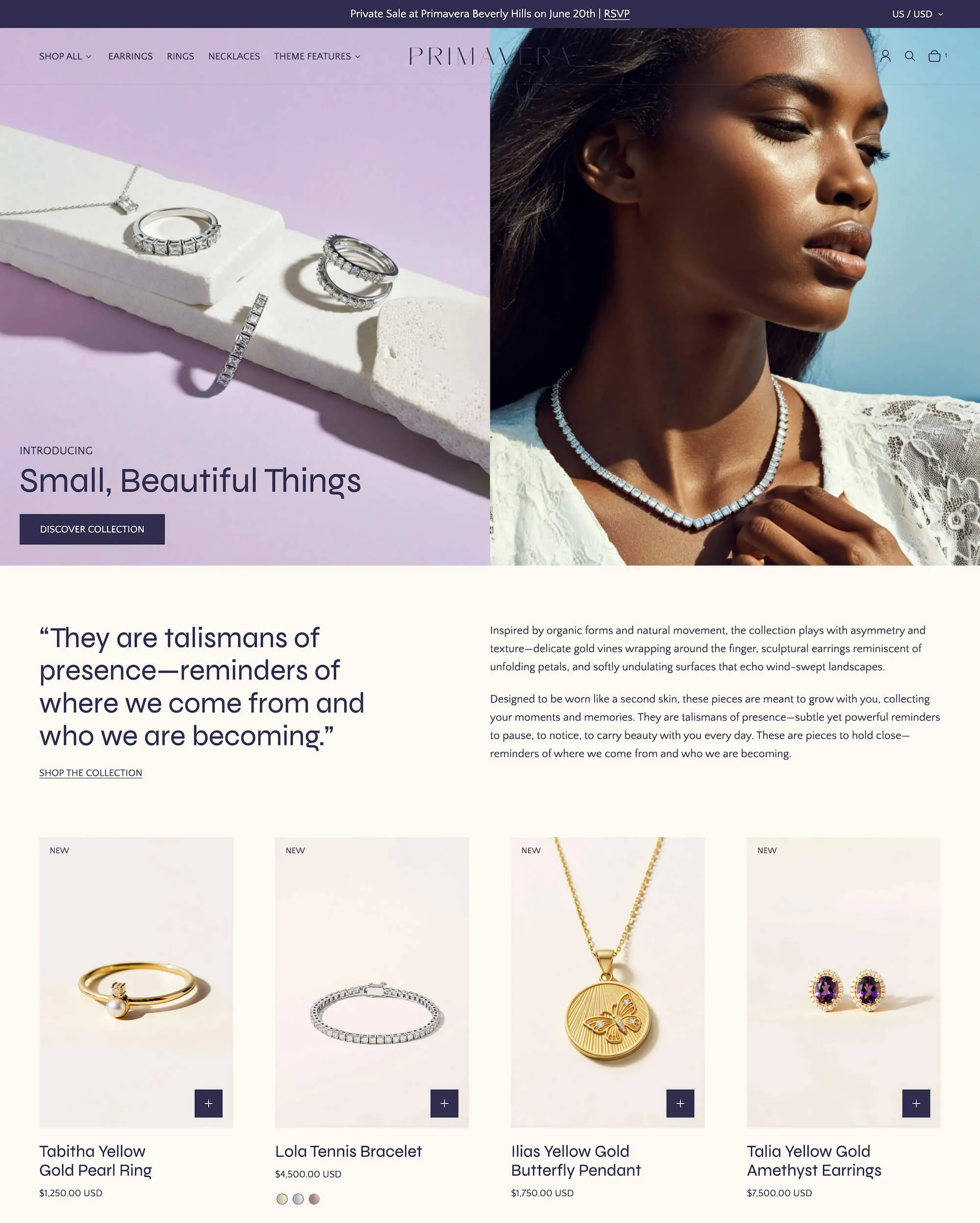 Precision, a jewelry store with soft blue and purple pastel tones and elegant colors.